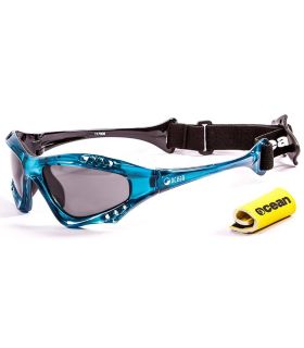 Gafas de sol Ocean Australia Shiny Blue Smoke, montura azul de policarbonato ligero y patillas antideslizantes.