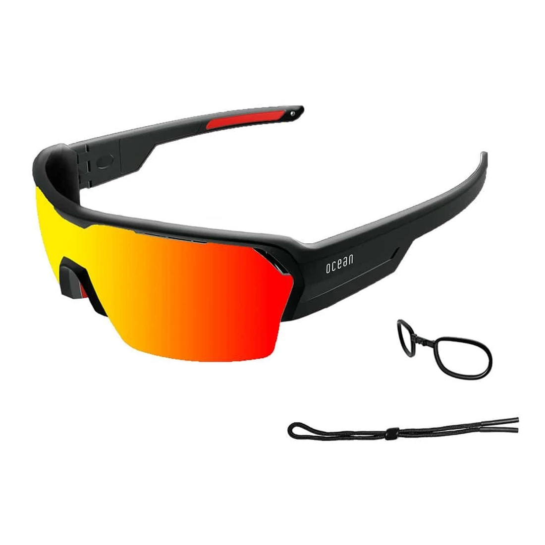 Gafas de Sol Deportivas Ocean Race Shinny Black / Red Revo