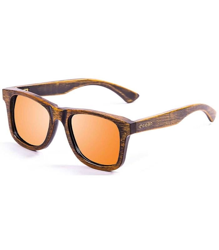 Gafas de sol Ocean Nelson Bambo Revo Orange con montura de bambú y lentes polarizadas naranjas UV400.