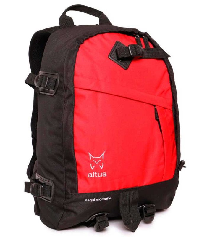 Mochila de esquí de montaña Altus G30 roja con apertura total y refuerzos para transporte de esquís.