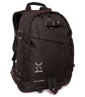 Mochila técnica Altus G30 negra para esquí de montaña y alpinismo con apertura total y refuerzos.