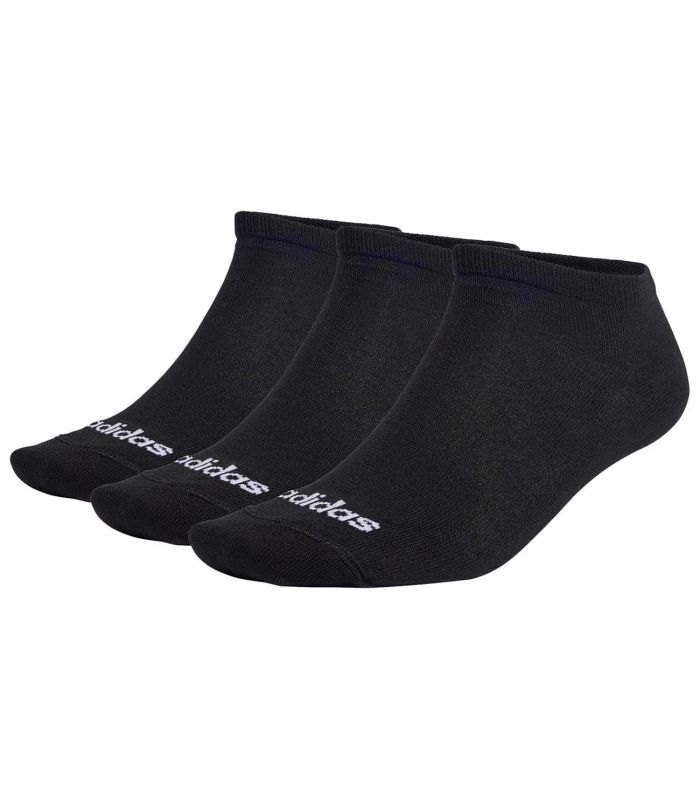 Pack de 3 calcetines Adidas Piqui Thin Linear negros de corte invisible para running y entrenamiento.