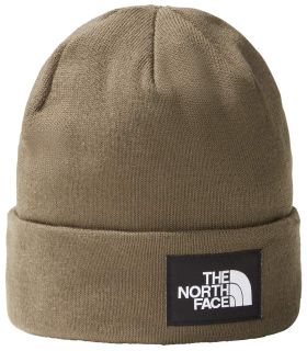 Gorro unisex The North Face Dock Worker New Taupe Green de poliéster reciclado con ajuste de borde vuelto.