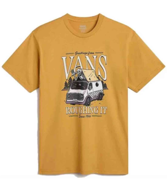 T-shirts Lifestyle Vans Camiseta Roughin It Ss Crew Ocre Man