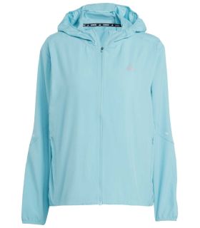 Chaqueta Adidas Run It Jacket Minton para mujer, prenda técnica de running ligera para corredoras profesionales.