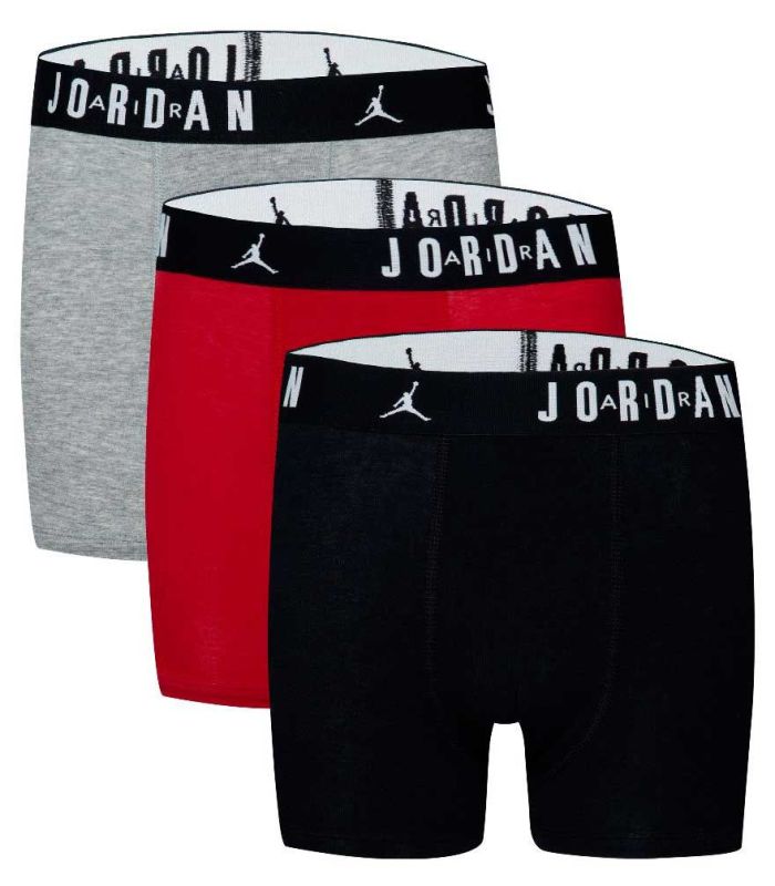 Pack 3 calzoncillos bóxer Jordan Flight Cotton Core Jr para niños, algodón elástico y transpirable.