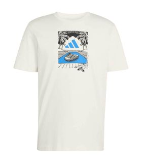 Camiseta Adidas S Slide Rx beige para hombre, diseño minimalista de tejido suave y estilo deportivo lifestyle.