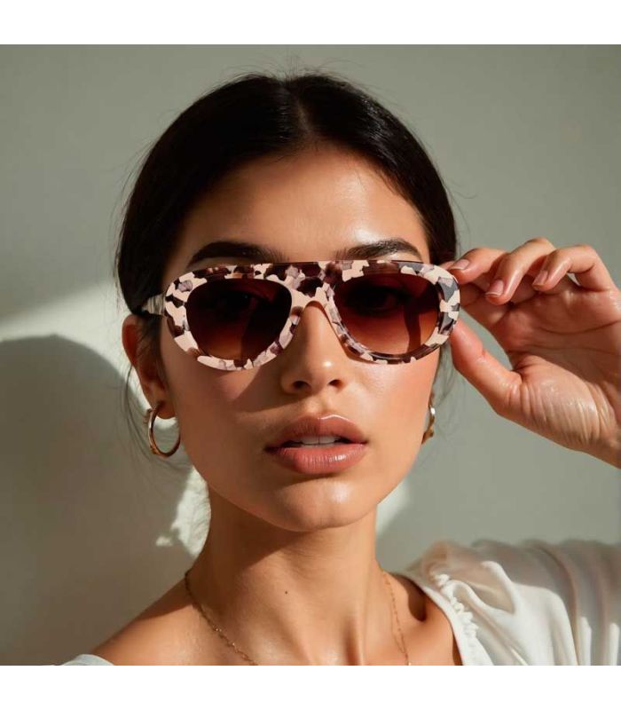 Ocean Gafas de Sol Polarizadas Cote des Basques White / Brown | Estilo aviador marfil