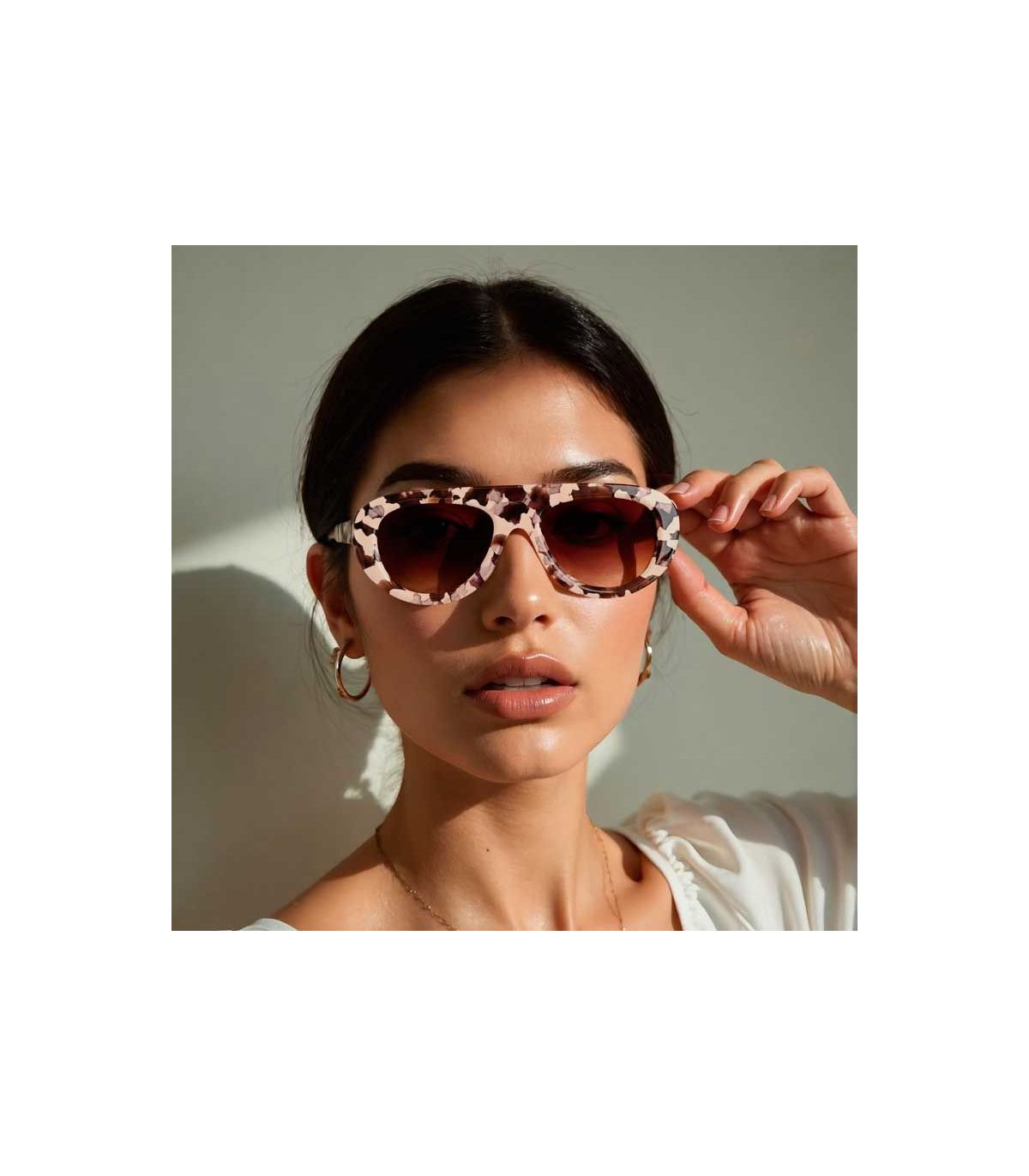 Ocean Gafas de Sol Polarizadas Cote des Basques White / Brown | Estilo aviador marfil
