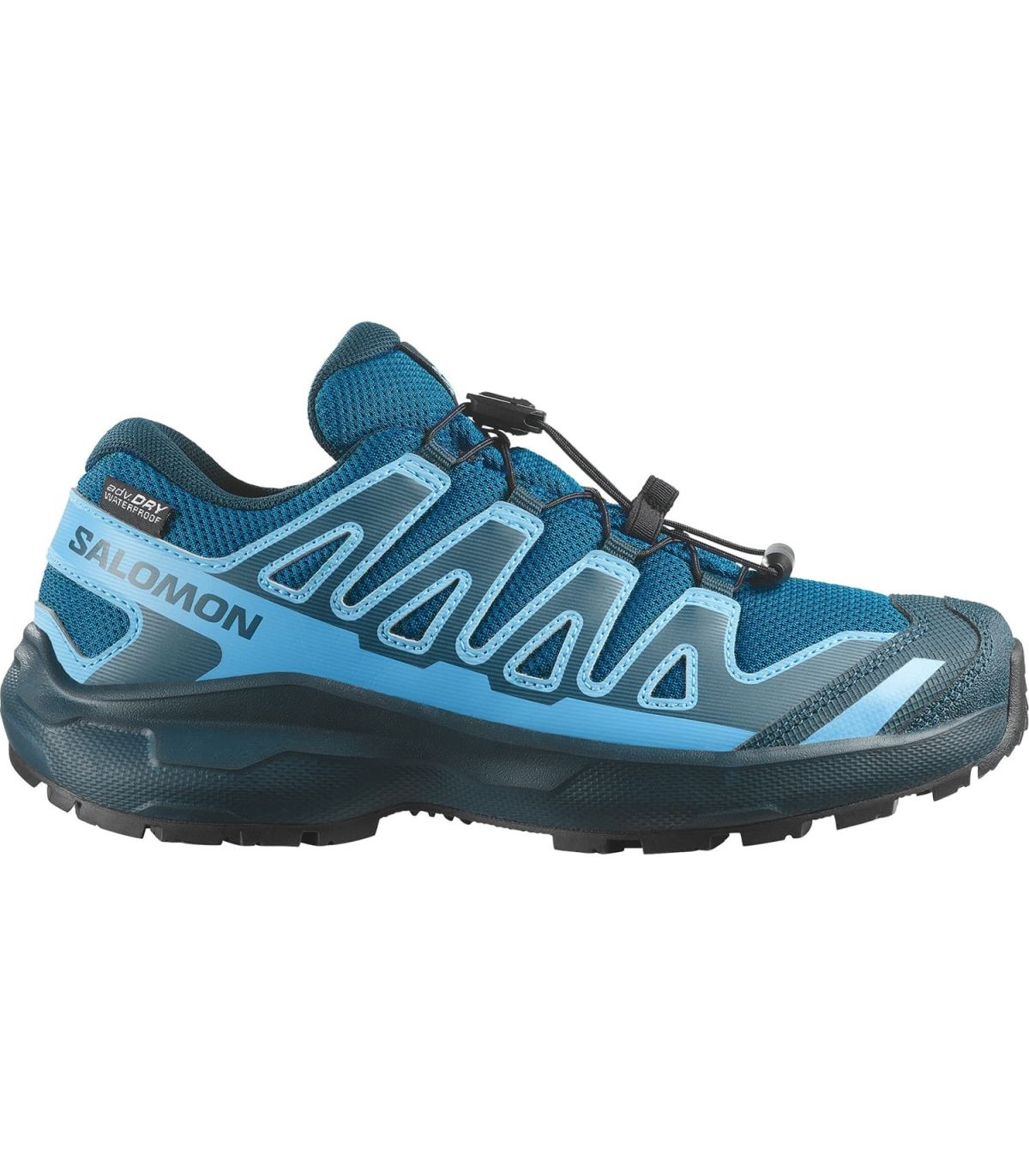 Zapatilla trail running júnior Salomon Xa Pro V8 Waterproof azul con membrana adv.DRY