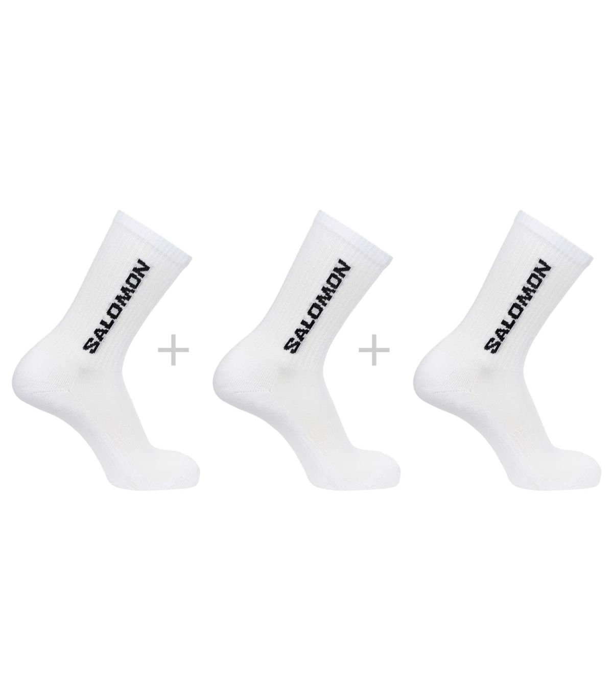 Pack de 3 pares de calcetines deportivos Salomon Everyday Crew blancos con ajuste elástico en el arco