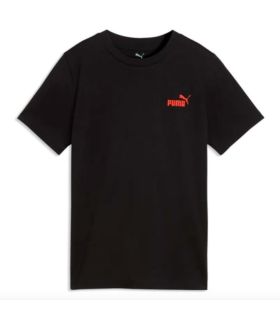 Camiseta negra Puma Ess Logo Lab Brand de manga corta para niño