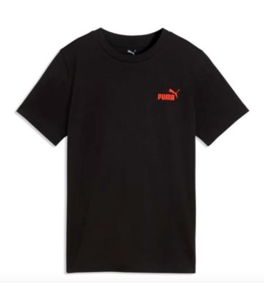 Camiseta negra Puma Ess Logo Lab Brand de manga corta para niño