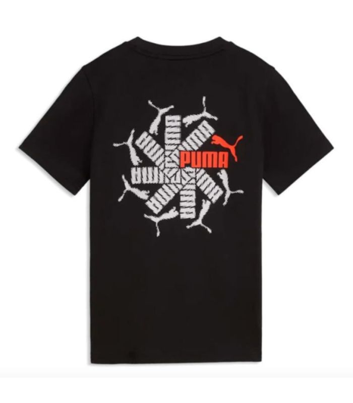 Puma Camiseta Ess Logo Lab Brand Black Niño | Detalle flúor