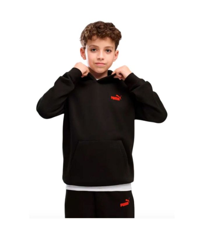 Puma Sudadera Ess Logo Lab Brand Black, Niño | capucha fija