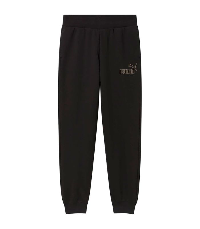 Pantalón deportivo negro Puma Ess+ con logo brillante de strass para niña
